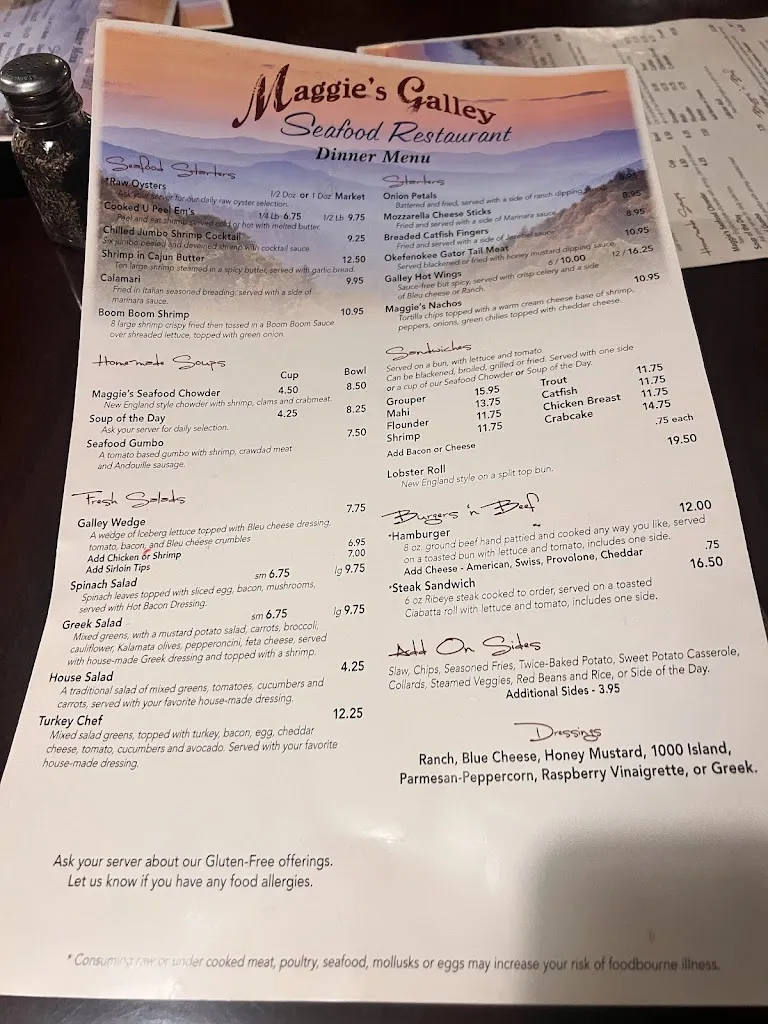 Menu_Maggie's Galley Seafood Restaurant_Waynesville, NC_image_old_1