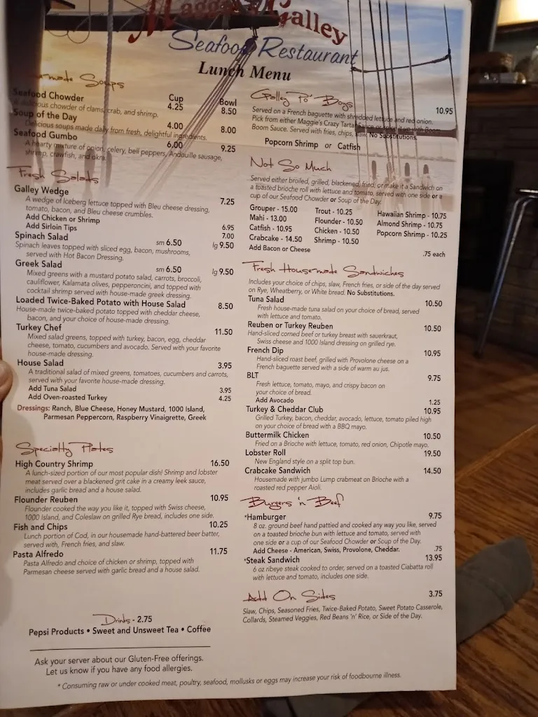 Menu_Maggie's Galley Seafood Restaurant_Waynesville, NC_image_old_2