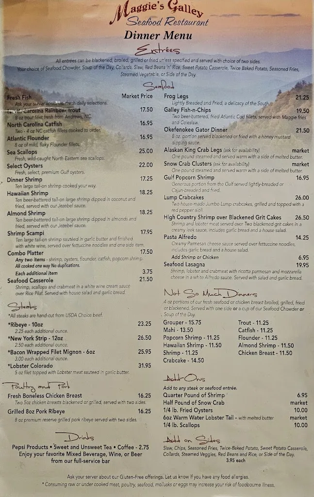 Menu_Maggie's Galley Seafood Restaurant_Waynesville, NC_image_old_3