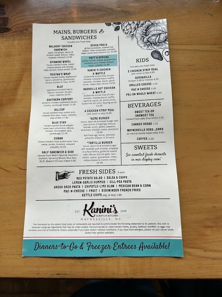 Menu_Kanini's Restaurant & Catering_Waynesville, NC_image_old_2