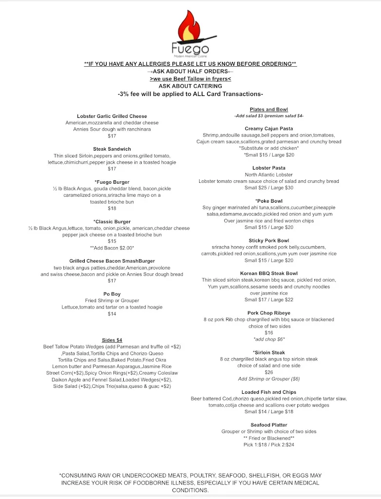 Menu_Fuego Modern American Cuisine_Waynesville, NC_image_old_1