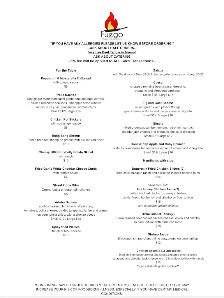 Menu_Fuego Modern American Cuisine_Waynesville, NC_image_old_2