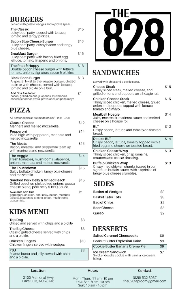 The 828 restaurant in Lake Lure, NC