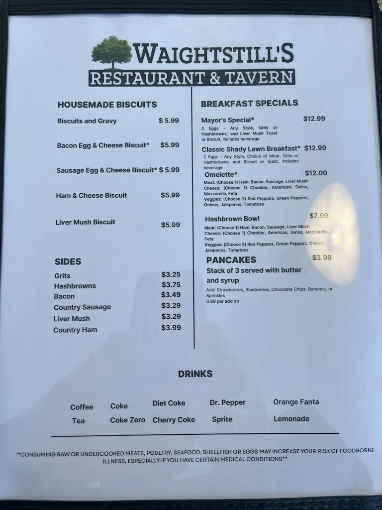 Menu_Waightstill's Restaurant and Tavern_Newland, NC_image_old_1
