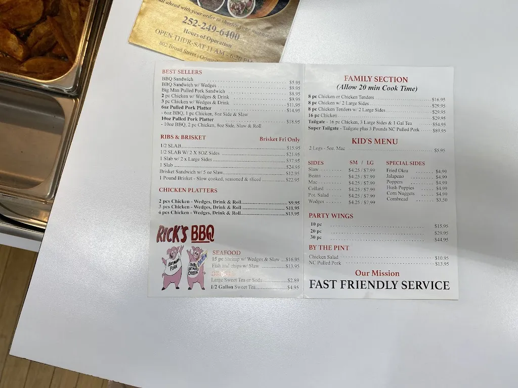 Menu_RICK'S NC BBQ_Oriental, NC_image_old_1