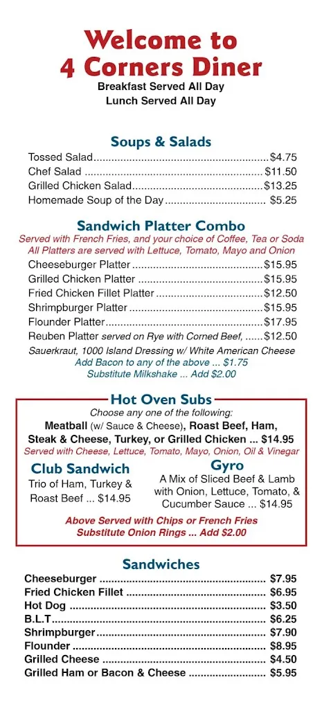 Menu_4 Corners Diner_Atlantic Beach, NC_image_old_1