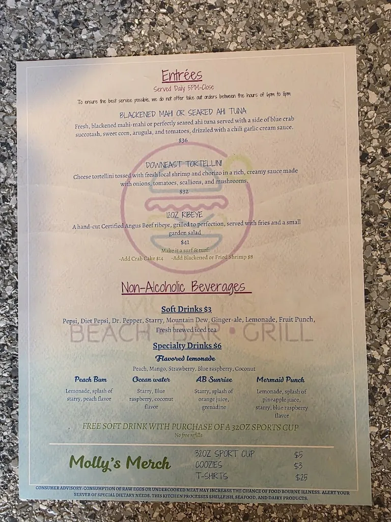 Menu_Molly's Beachside Bar & Grill_Atlantic Beach, NC_image_old_1