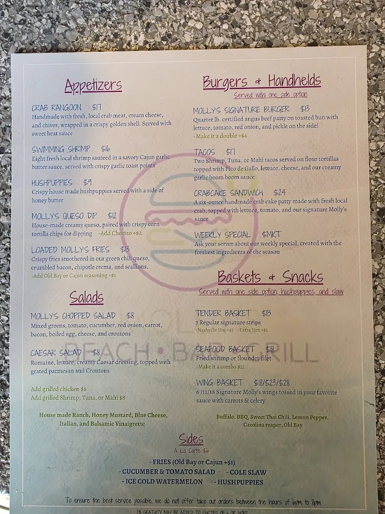 Menu_Molly's Beachside Bar & Grill_Atlantic Beach, NC_image_old_2