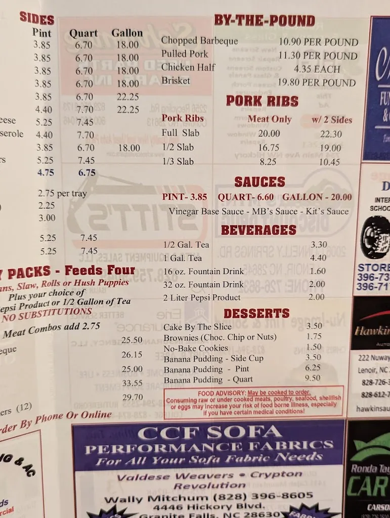 Menu_Hog Wild Bar B Que_Granite Falls, NC_image_old_2