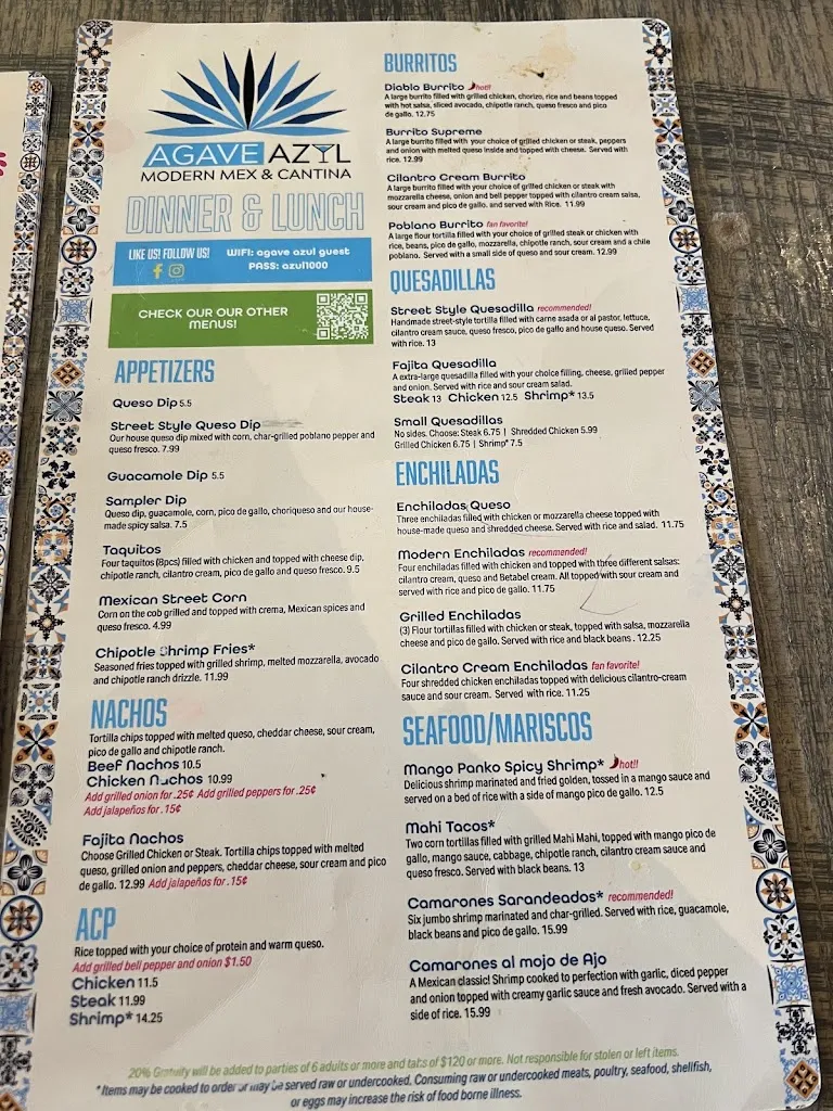 Menu_Agave Azul Modern Mex & Cantina_Sneads Ferry, NC_image_old_2