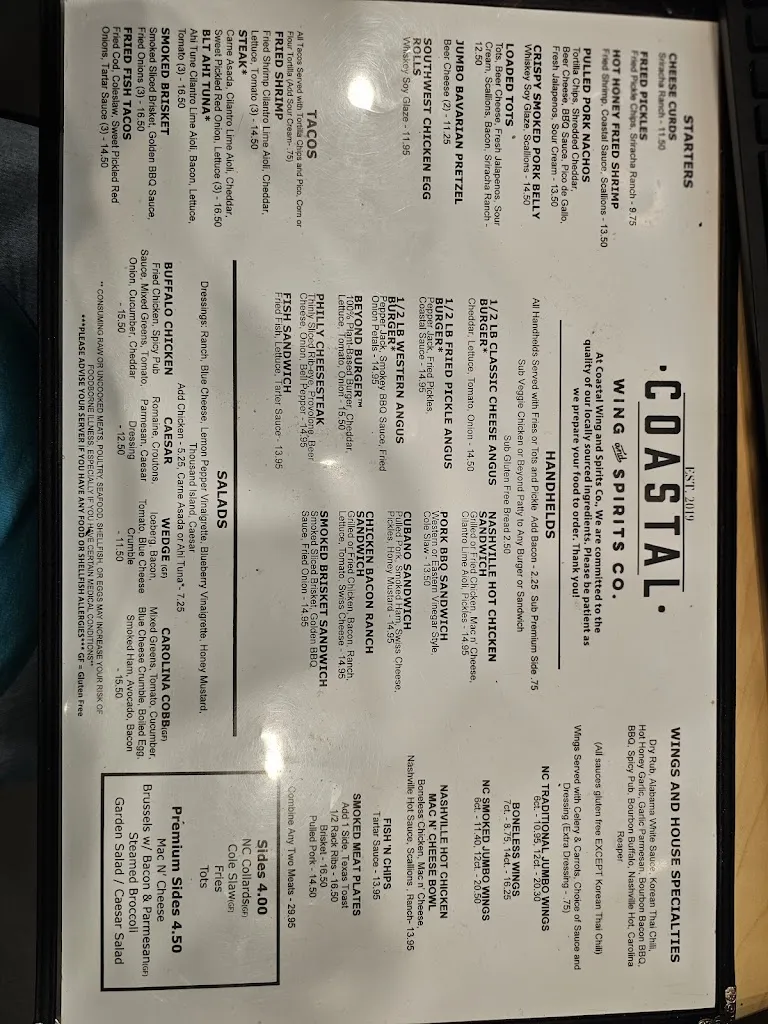 Menu_Coastal Wing and Spirits Co. Sneads Ferry_Sneads Ferry, NC_image_old_2