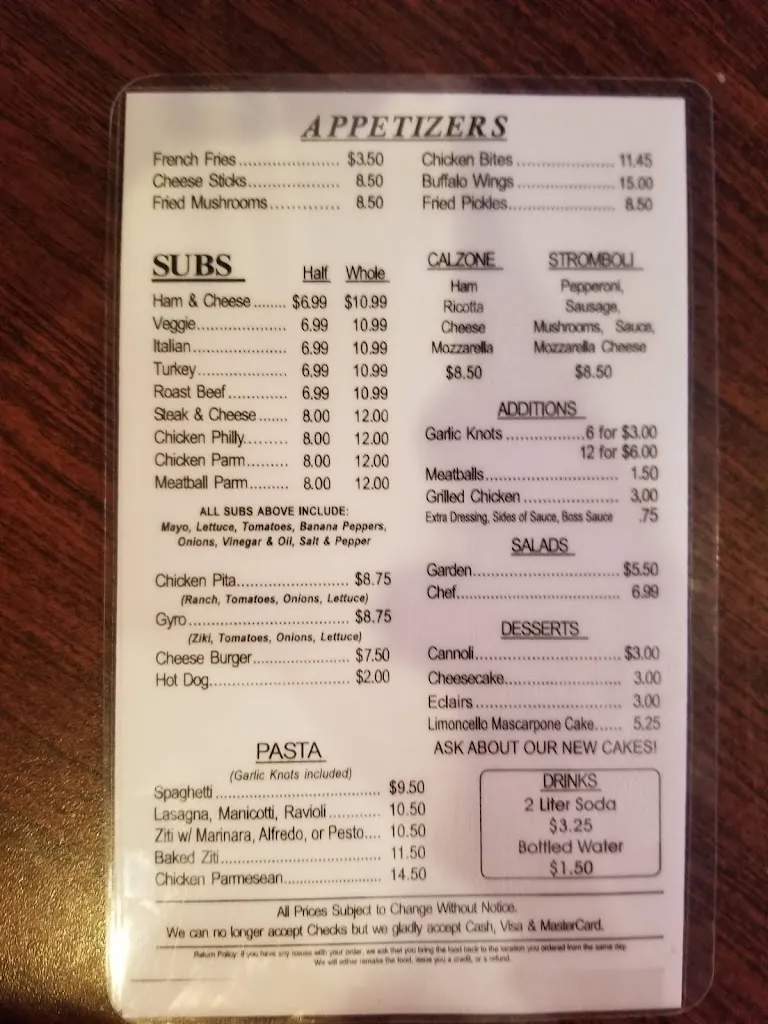 Menu_Michaelangelos Pizza and Subs_Sneads Ferry, NC_image_old_1