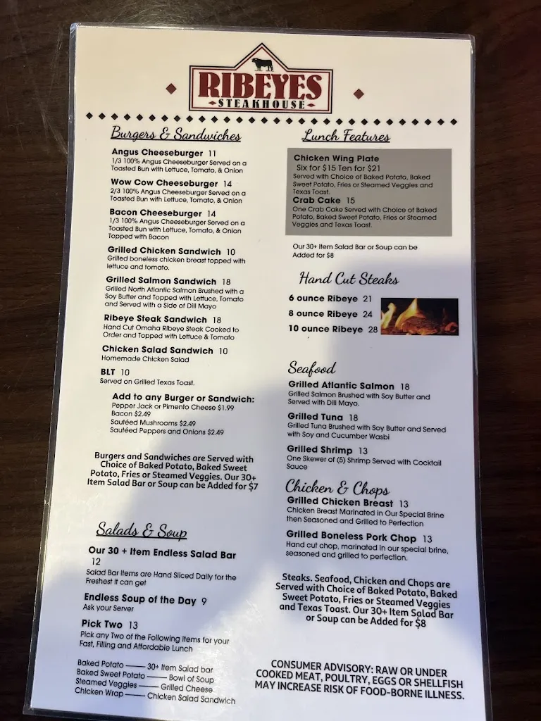 Menu_Ribeyes Steakhouse- Tarboro_Tarboro, NC_image_old_1