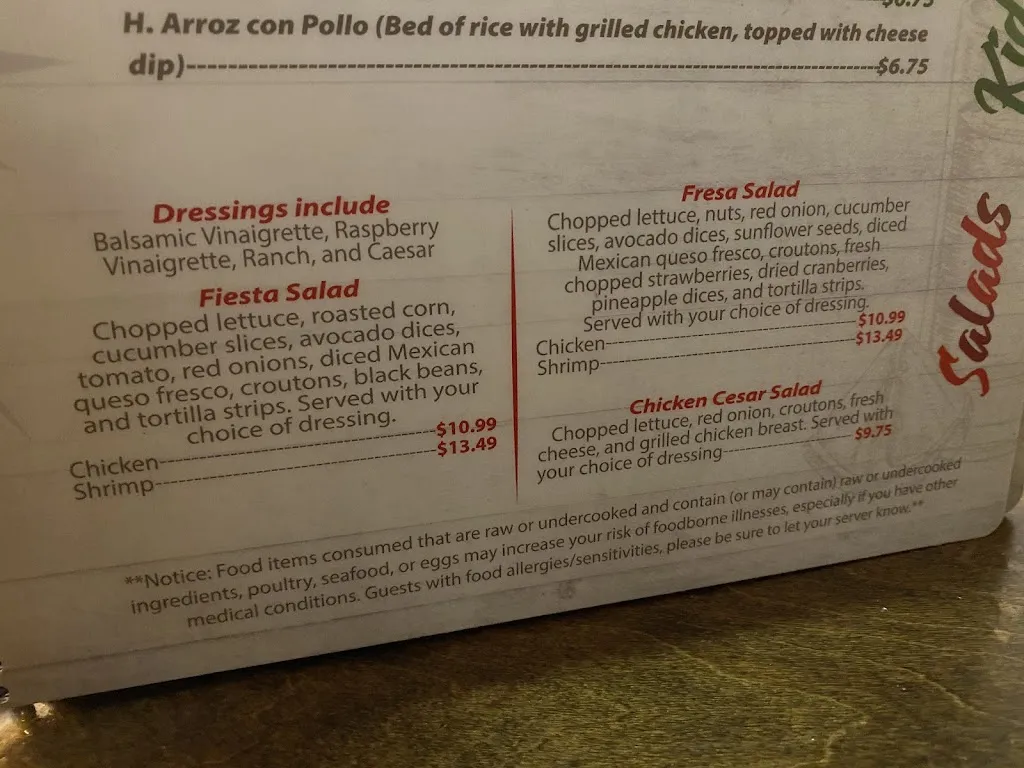 Menu_El Patron Mexican Style Food- Tarboro_Tarboro, NC_image_old_2