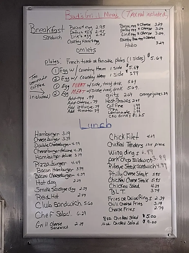 Menu_Bud's Grill_Tarboro, NC_image_old_2