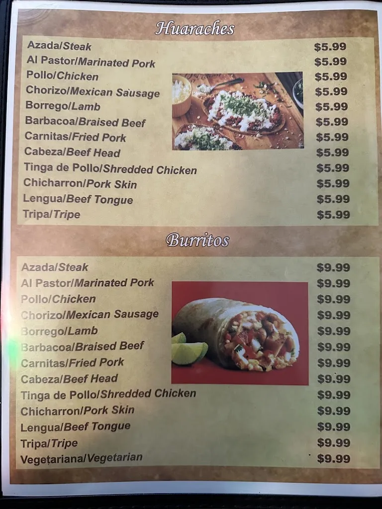 Menu_Taqueria Las Delicias_Tarboro, NC_image_old_1
