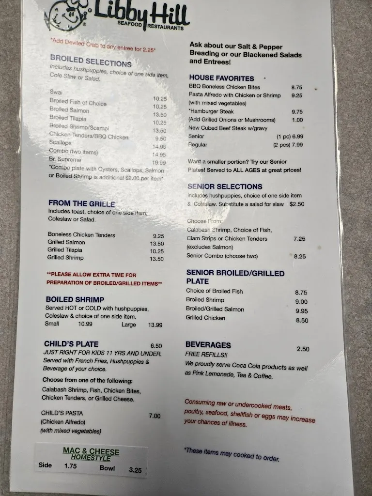 Menu_Libby Hill Seafood (Mt. Airy)_Mt Airy, NC_image_old_3
