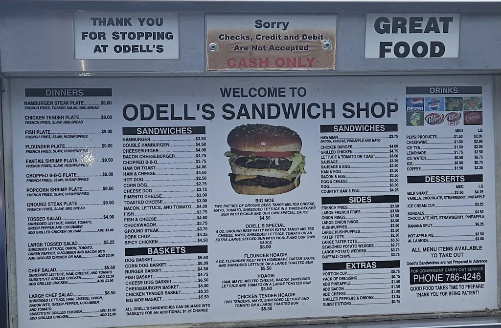 Menu_Odell's Sandwich Shop_Mt Airy, NC_image_old_2