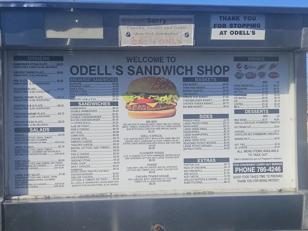 Menu_Odell's Sandwich Shop_Mt Airy, NC_image_old_3