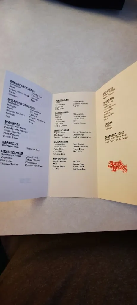 Menu_Aunt Bea's Barbeque_Mt Airy, NC_image_old_1