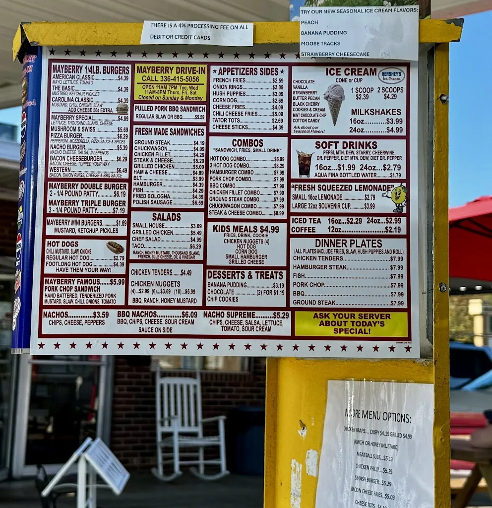 Menu_Mayberry Drive In Restuarant_Mt Airy, NC_image_old_2