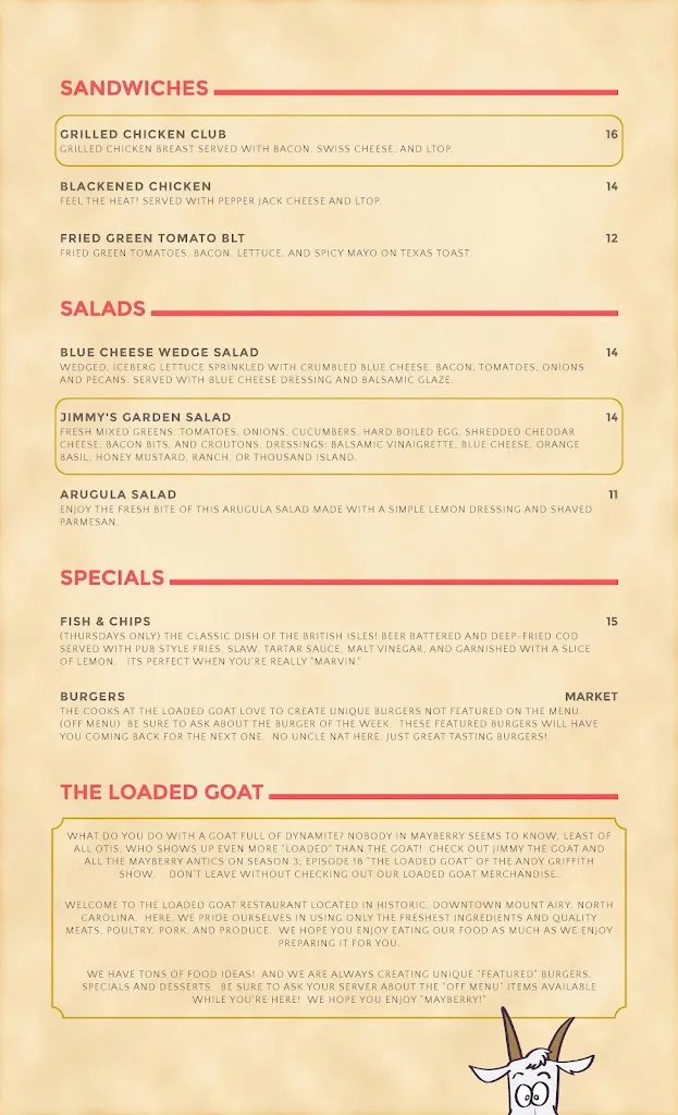 Menu_The Loaded Goat_Mt Airy, NC_image_old_1