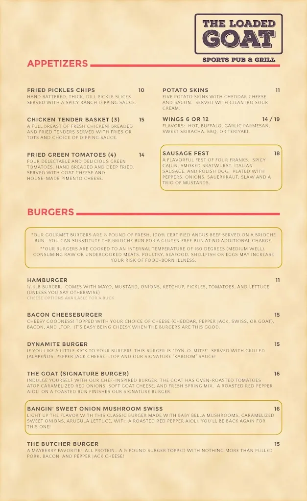 Menu_The Loaded Goat_Mt Airy, NC_image_old_2