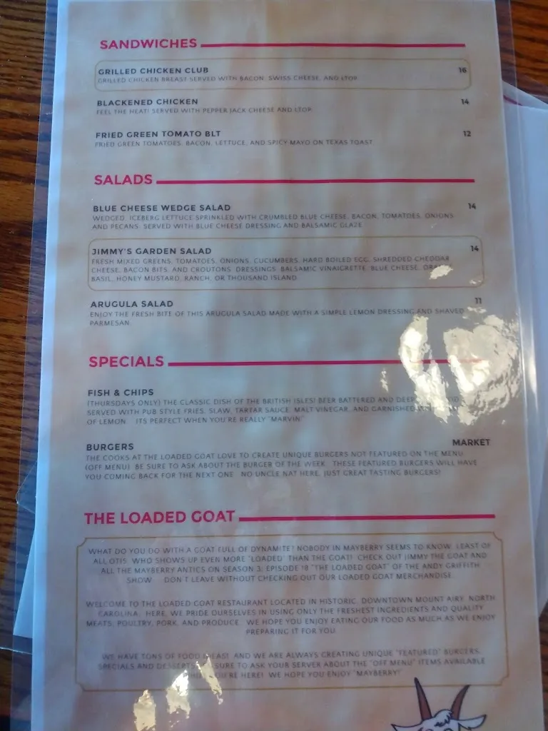 Menu_The Loaded Goat_Mt Airy, NC_image_old_3