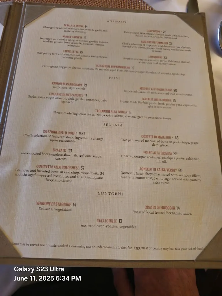 Menu_Amalia's Authentic Italian Restaurant_Wake Forest, NC_image_old_1