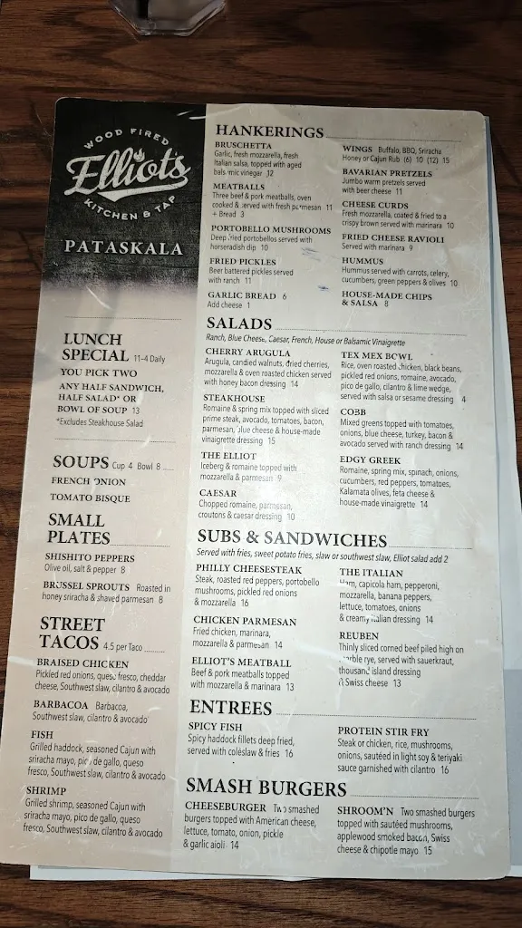 Menu_Elliot's Wood Fired Kitchen & Tap_Pataskala, OH_image_old_2