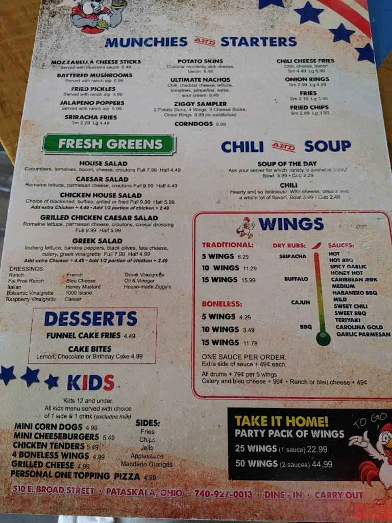 Menu_Ziggy's Bar & Grill, Inc._Pataskala, OH_image_old_1