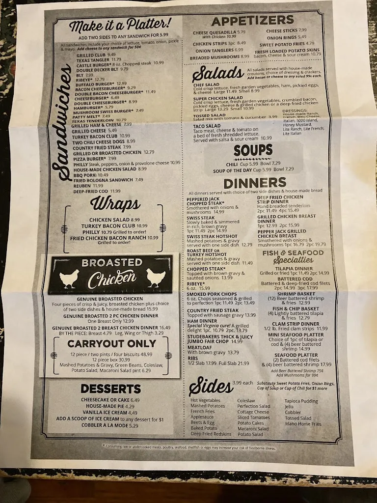 Menu_Studebaker's Country Restaurant_New Carlisle, OH_image_old_2