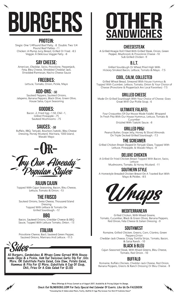 Menu_Blind Bob's_Dayton, OH_image_old_2