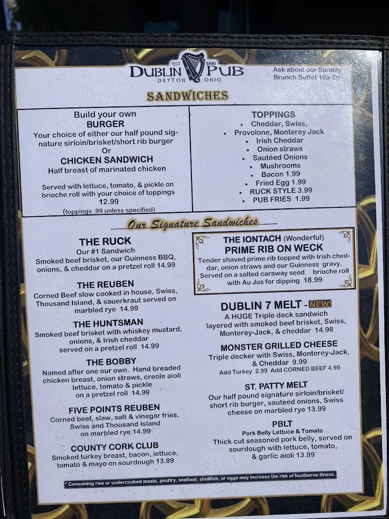 Menu_Dublin Pub_Dayton, OH_image_old_1