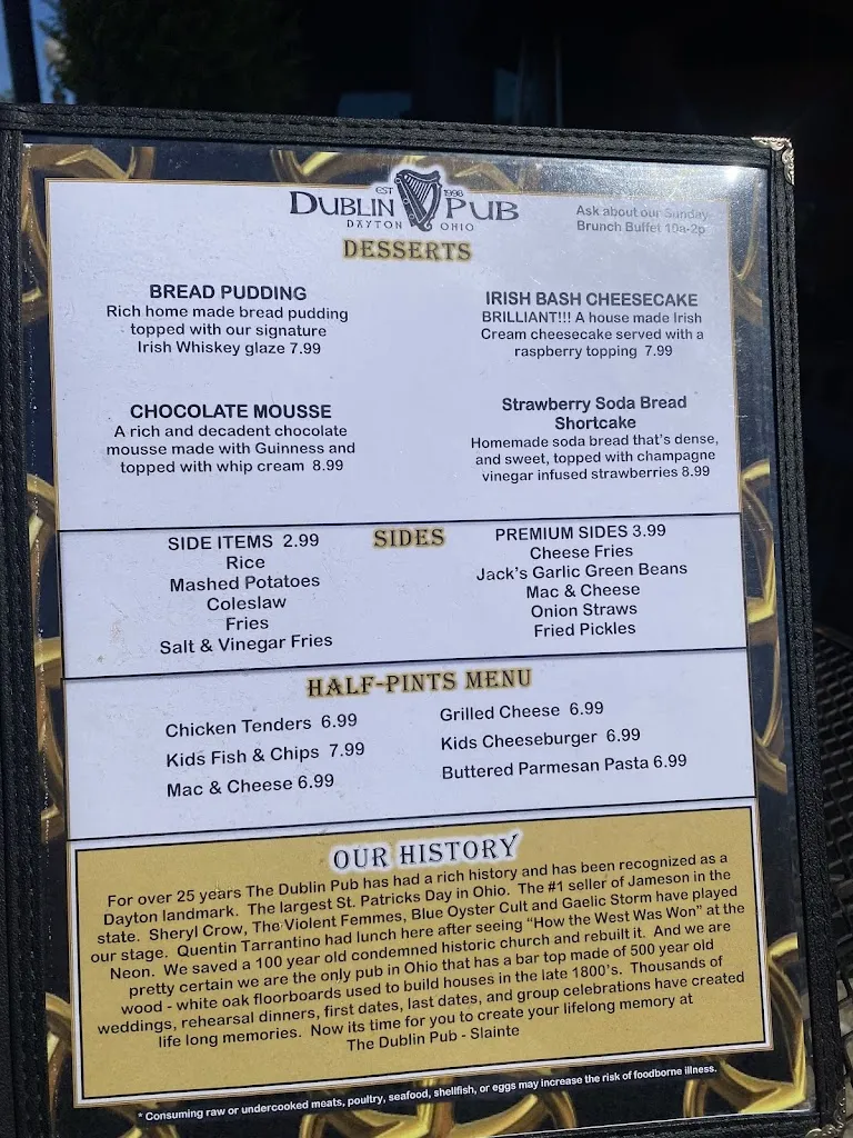 Menu_Dublin Pub_Dayton, OH_image_old_3