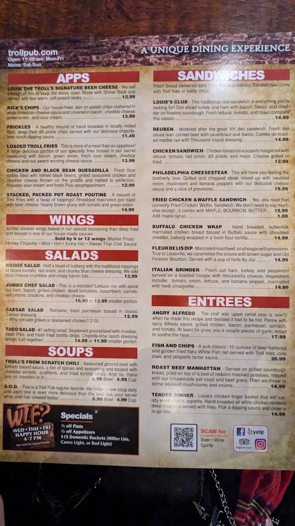 Menu_Troll Pub at the Wheelhouse_Dayton, OH_image_old_3