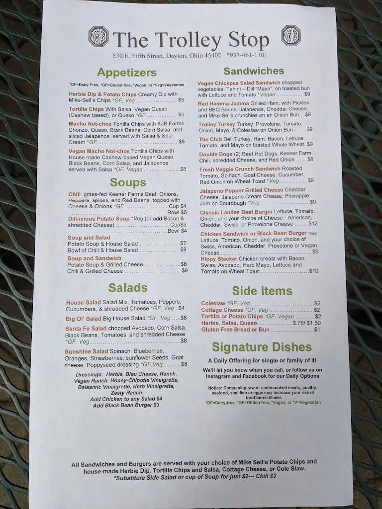 Menu_The Trolley Stop_Dayton, OH_image_old_2