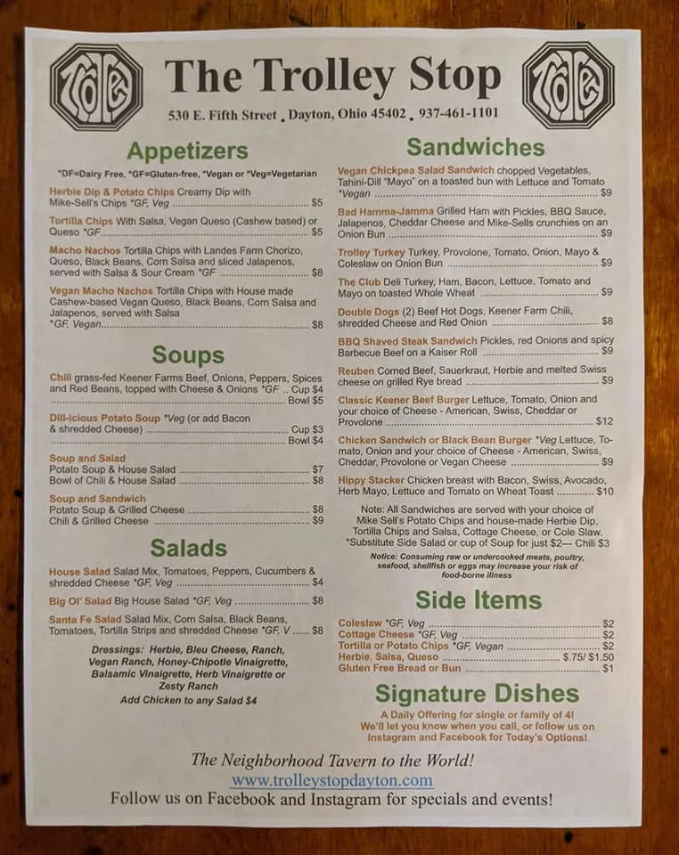 Menu_The Trolley Stop_Dayton, OH_image_old_3