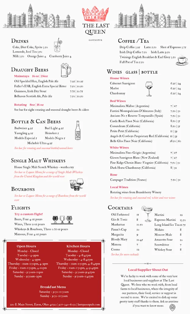 Menu_The Last Queen_Enon, OH_image_old_1