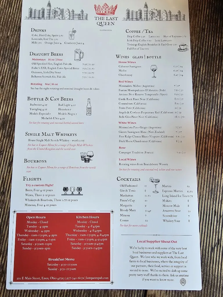 Menu_The Last Queen_Enon, OH_image_old_2