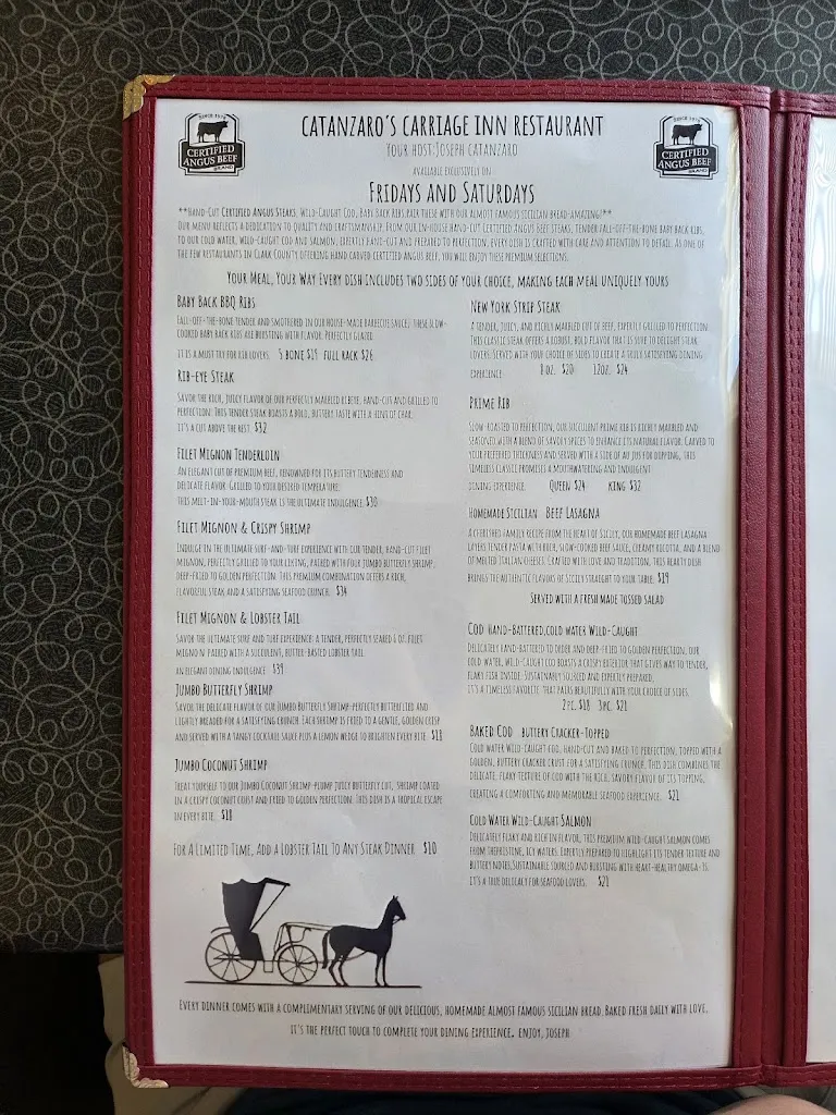 Menu_Carriage Inn Restaurant_Enon, OH_image_old_2