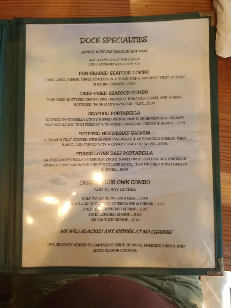 Menu_The Dock Food and Spirits_Enon, OH_image_old_2