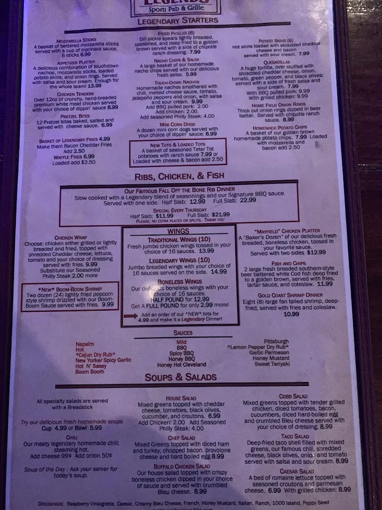 Menu_Legends Sports Pub & Grille_Fairborn, OH_image_old_1