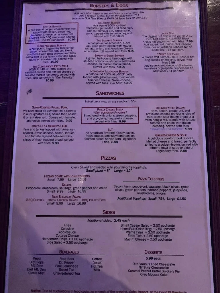 Menu_Legends Sports Pub & Grille_Fairborn, OH_image_old_2