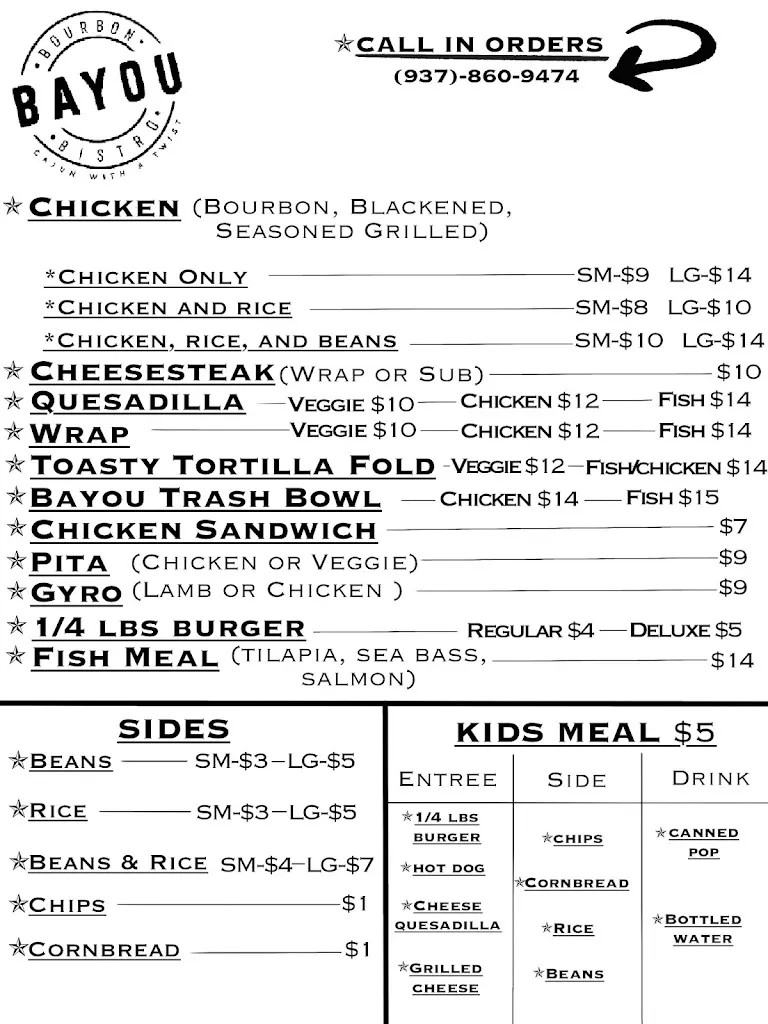 Menu_The Bourbon Bayou Bistro_Fairborn, OH_image_old_1
