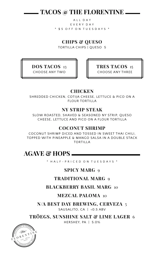 Menu_The Florentine Restaurant_Germantown, OH_image_old_2
