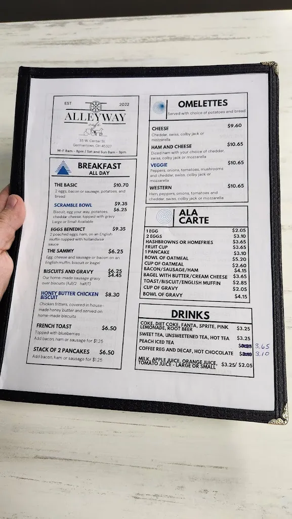 Menu_Alleyway Cafe_Germantown, OH_image_old_1
