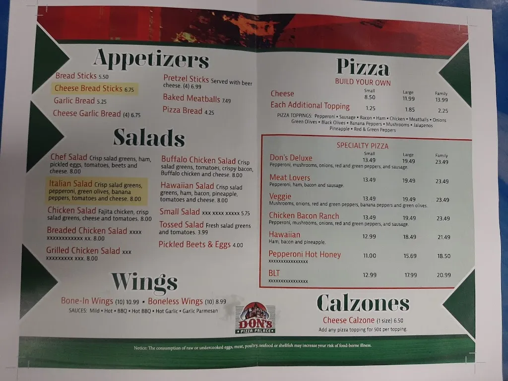 Menu_Don's Pizza Palace_Germantown, OH_image_old_1