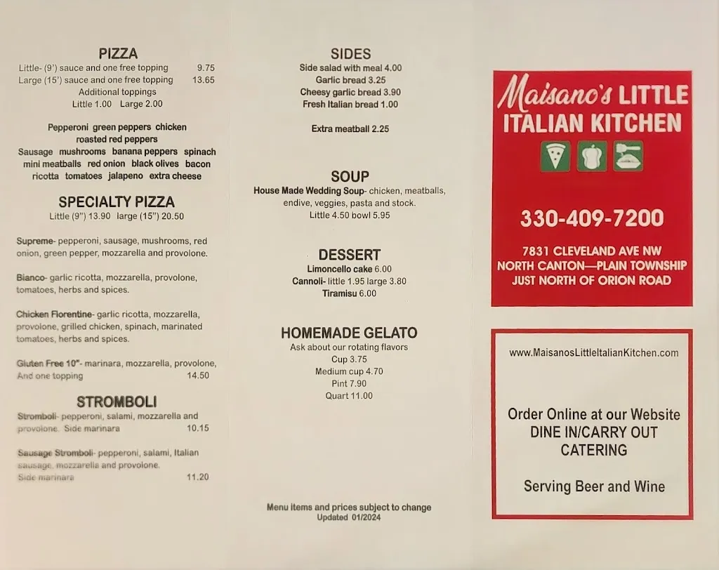 Menu_Maisanos Little Italian Kitchen_North Canton, OH_image_old_1