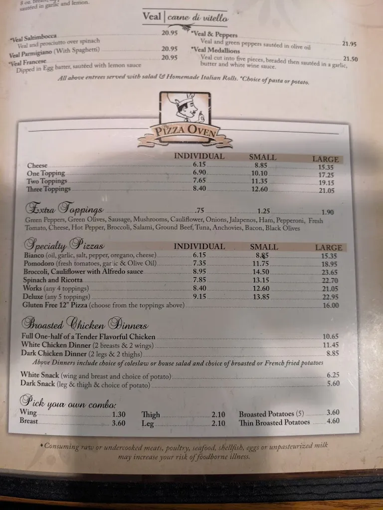 Menu_Papa Bear's Italian Restaurant The Pizza Oven_North Canton, OH_image_old_2
